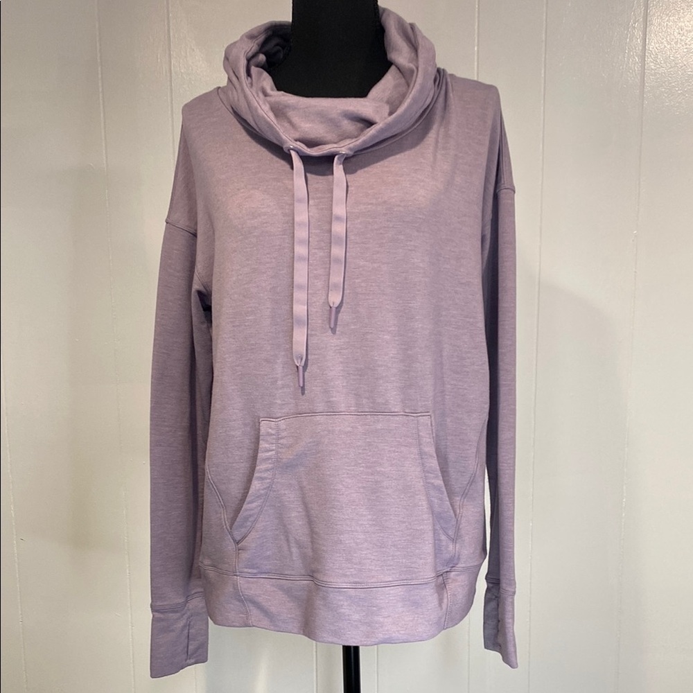 Yogalicious Hoodie Cowl Neck Drawstring Front Pocket Soft Purple Size Medium